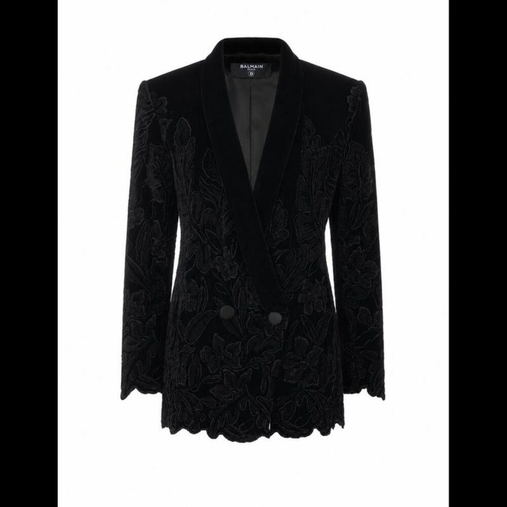 Balmain Women Velvet Embroidered Jacket